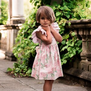 Grey Flower Girl Liberty of London Dress Girls Floral Dress Junior Bridesmaid Dress Couture Girls Dress Liberty Dress bespoke Etsy