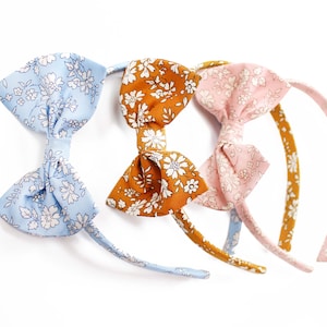 Liberty Print Bow - Mustard Hair Bow - Girls Floral Hair Band -  Capel Liberty - Liberty Hair Bow - Hair accessories - Toddler Alice Bands