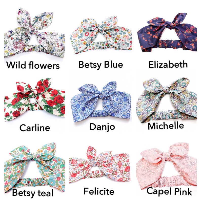 Liberty Print Hair Band Top Knot Headband Betsy Baby Turban Girls Hair Tie Liberty Hair Bow Hair accessories Best selling image 2