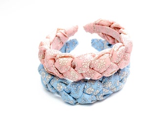 VSCO Girl Plaited Headband - Light blue Braided Alice Band - Deep Padded Headband- Teenage headband - Liberty Print Capel - Gift For Her