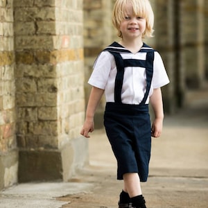 beach wedding, sailor suit, linen sailor suit, boys sailor suit, sailor shirt, page boy outfit, ring bearer suit,christening suit, page boy, image 1