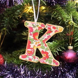 Adorno navideño con letras Liberty - Letra personalizada - Adorno para árbol de Navidad - Adorno Liberty - Guirnalda festiva - Regalo