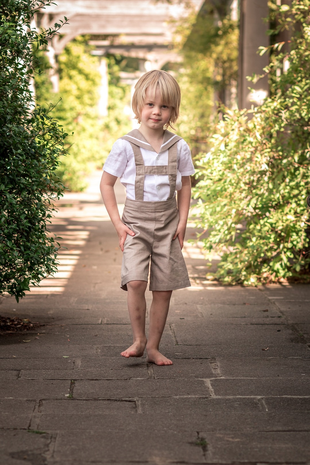 Boys Linen Outfit Sailor Suit Toddler Linen Suit Ring Bearer Outfit