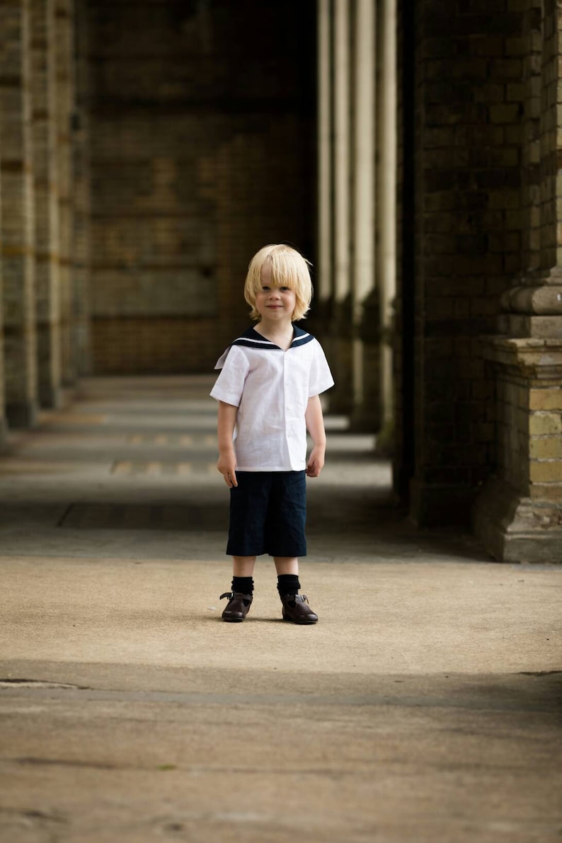 Christening Sailor Suit Linen Suit Baby Nautical Outfit Etsy