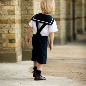 beach wedding, sailor suit, linen sailor suit, boys sailor suit, sailor shirt, page boy outfit, ring bearer suit,christening suit, page boy, image 3