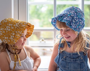 Liberty Print baby bonnet - Frill Toddler Bonnet - Girls Sun Hat - Floral Baby Bonnet - Sun Hat for Toddler - Vintage Baby Bonnet