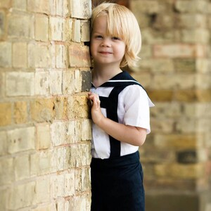 beach wedding, sailor suit, linen sailor suit, boys sailor suit, sailor shirt, page boy outfit, ring bearer suit,christening suit, page boy, image 2