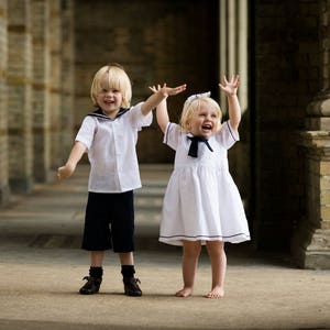 beach wedding, sailor suit, linen sailor suit, boys sailor suit, sailor shirt, page boy outfit, ring bearer suit,christening suit, page boy, image 7