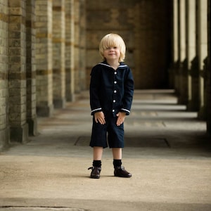 sailor suit, boys sailor suit,  linen sailor suit, linen boys suit, navy formal suit, baby sailor suit, ring bearer, sailor shirt,