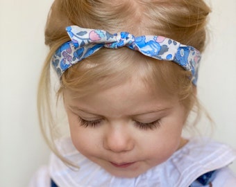 Baby Headband - Liberty Print Top Knot - Soft Baby Hair Band -  Newborn Photo shoot Accessory - Baby Hair - Toddler Floral Hair Bow