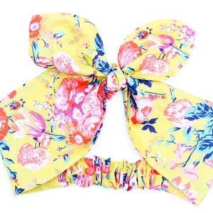 Liberty Top Knot - 1970&#39;s Topknot Headband - Yellow Hair Band -  Floral Head Band - Retro Hair accessory- - Festival Headband
