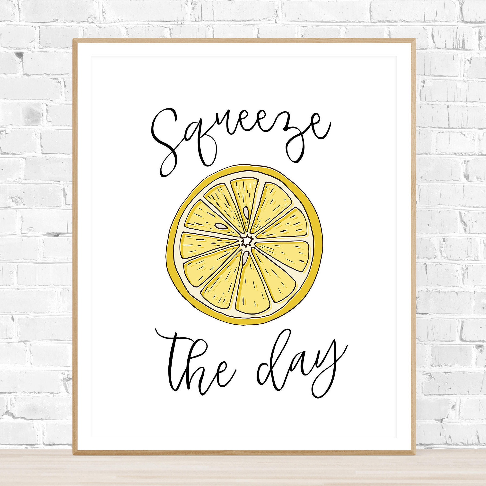 8x10 Squeeze the Day Lemon and Black and White | Etsy