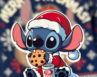 Christmas Milk and Cookies Stitch Sticker