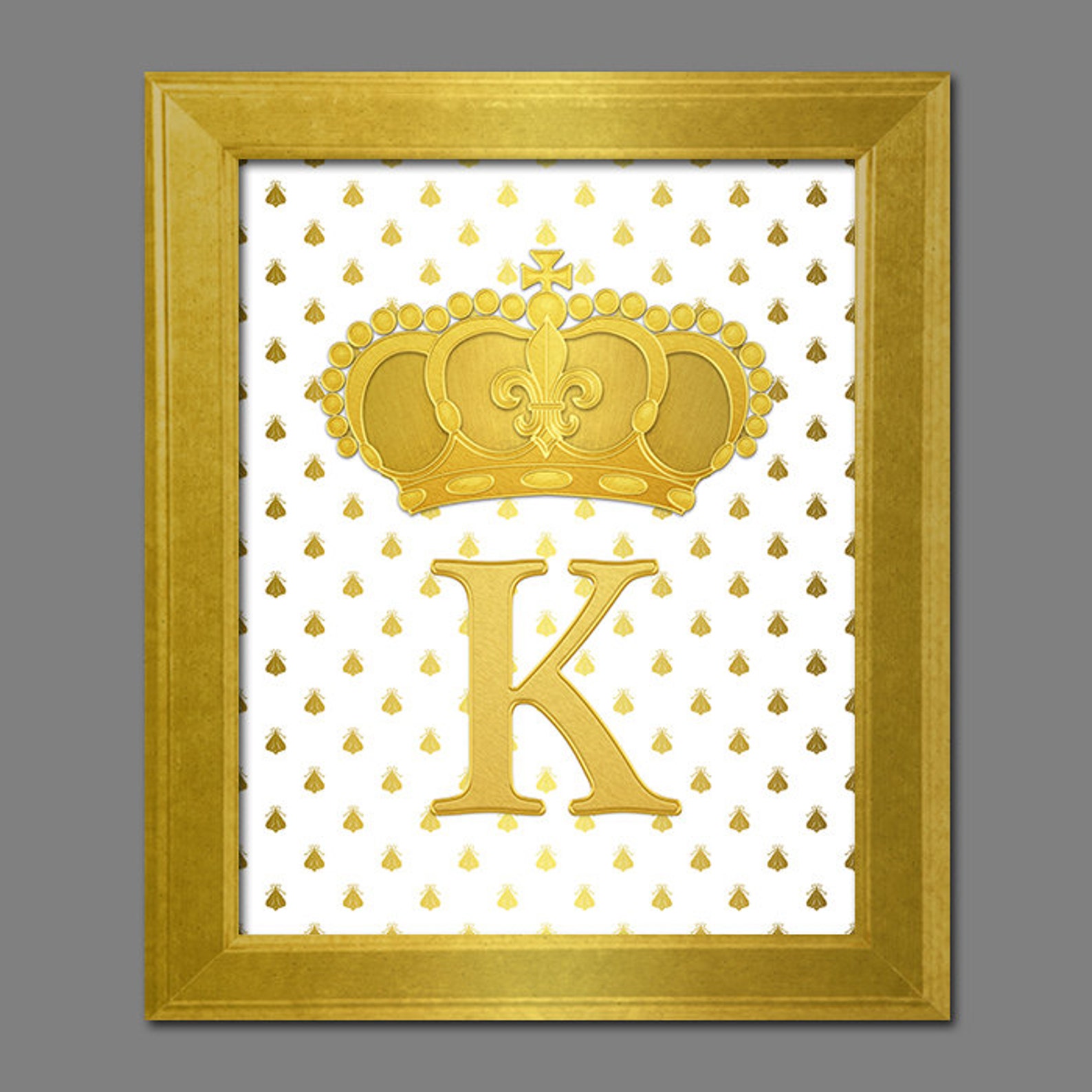 Printable Art Faux Gold Print French Monogram K Letter K With - Etsy