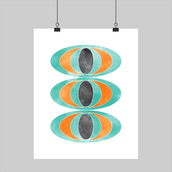 Printable Mid Century Modern Art Digital Download Large Art Orange ...