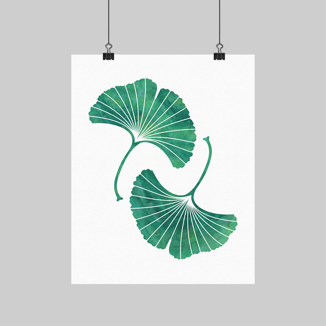 Digital Printable Artwork Ginkgo Leaf Gingko Ginko Print Teal - Etsy