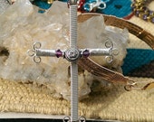 Sterling Silver & Amethyst Crystal Wire Wrapped Cross