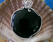 Wrapped Sterling Silver Black Onyx Pendant