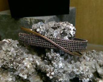 Woven Copper Unisex Layered Cuff Bracelet