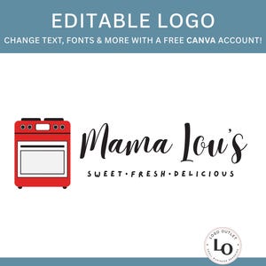 Modello di logo per forno modificabile – Modello Canva fai da te per aziende di catering, panetteria, blog di cucina e pasticceria e altro ancora – Facile da personalizzare in Canva!