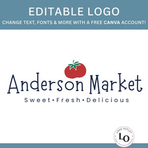 Editable Market Logo Template – DIY Canva Template for Farmers Market, Food Coop, Grocery & More – Easy to Customize in Canva!