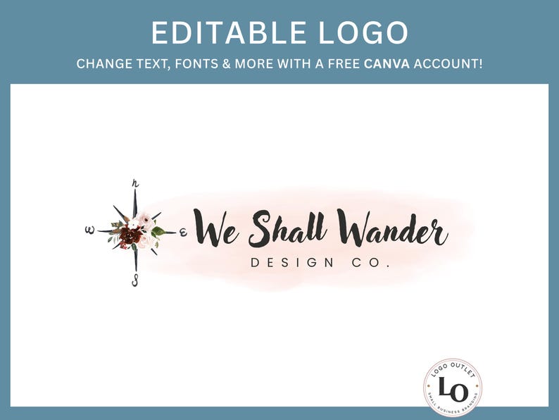 Editable Floral Compass Logo Template – DIY Canva Template for Blog ...