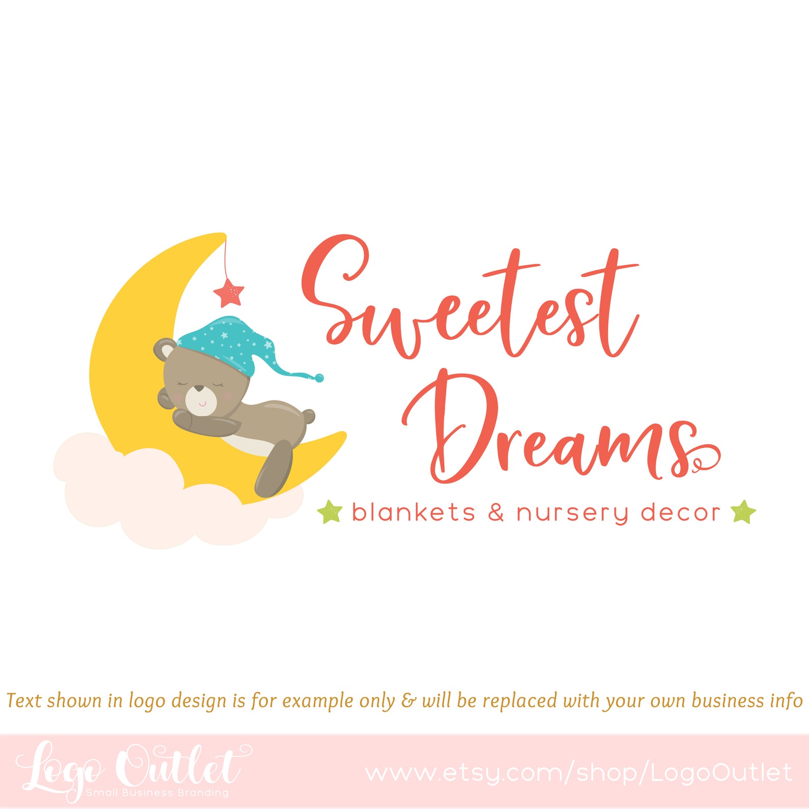 Sleeping Bear Premade Logo Design  Print Watermark Etsy