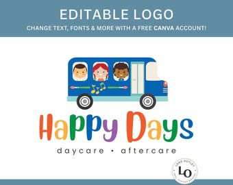 Modèle de logo de bus pour enfants : création DIY sur toile pour garderie et âge préscolaire (téléchargement numérique)