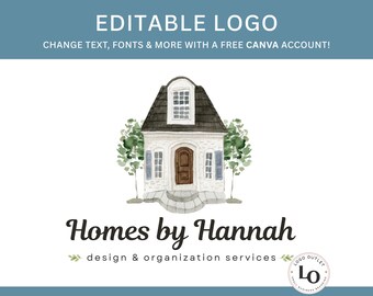 Plantilla de logotipo de casa en acuarela: Diseño para Canva (Descarga digital)