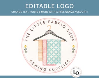 Editable Fabric Shop Logo Template: DIY Canva Design (Digital Download)