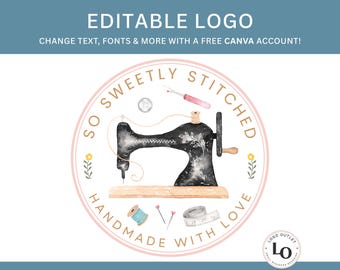 Sewing Notions Logo Template: DIY Studio Design (Canva Editable)