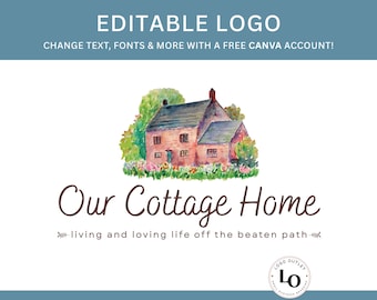 Modèle de logo de cottage modifiable : conception de toile DIY (téléchargement numérique)