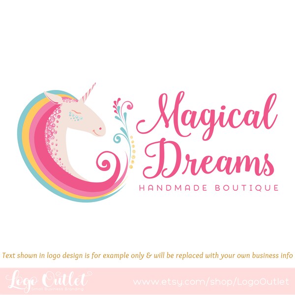 Unicorn Premade Logo Design - Includes files for Web & Print + Watermarks! Perfect for Boutique, Etsy Handmade Shop, Blog Header + more!