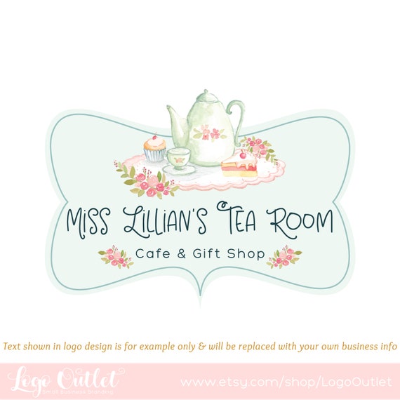 Tea Cakes Logo Premade Logo Design And Blog Header Web Etsy