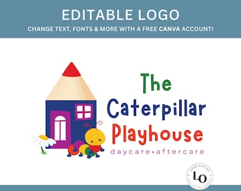 Logotipo editable de Caterpillar House: Plantilla Canva para crear tu propio logo (Descarga digital)