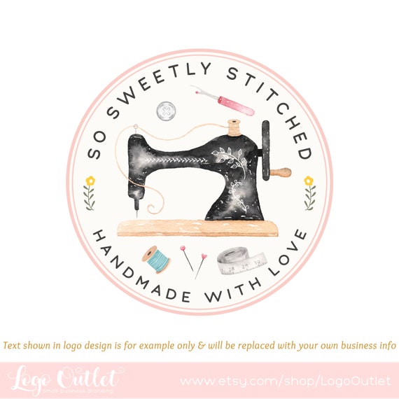 Sewing Notions Premade Logo Design & Social Media Profile -Web + Print +  Watermark Files! Perfect for Handmade Studio, Seamstress + more!