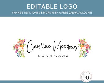 Editable Floral Logo Template – DIY Canva Template for Photographer, Designer, Boutique, Florist & More – Easy to Customize in Canva!