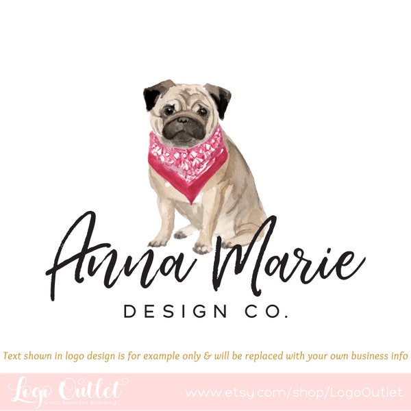 Pug Premade Logo Design & Blog Header - Includes files for Web+Print + Watermarks! Perfect for Pet Photography, Handmade Designer + more!