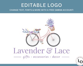 Modèle de logo de bicyclette lavande : création de boutique de bricolage (toile)
