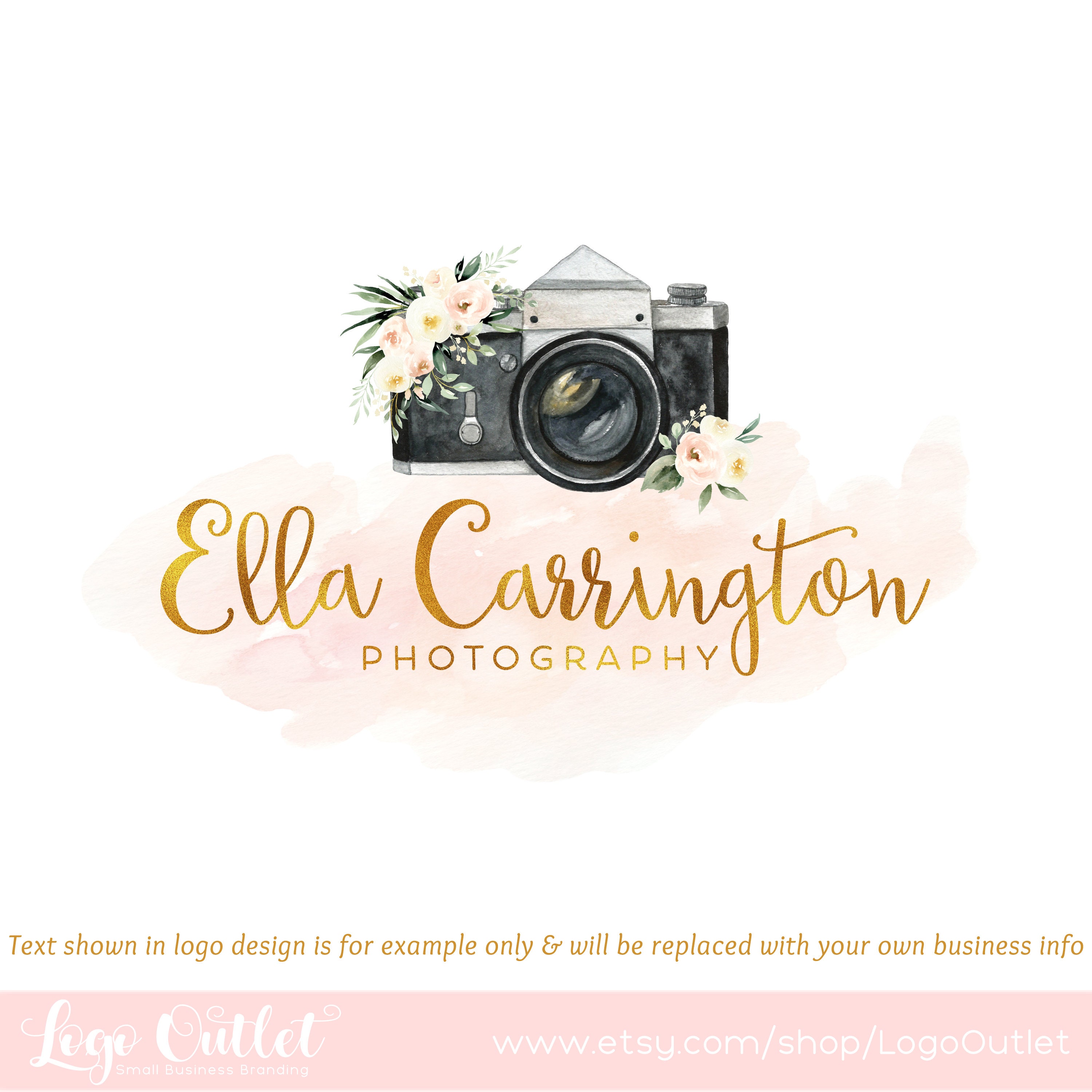 aanpassen Aan de overkant Secretaris Camera & Florals Premade Logo Design and Blog Header Web - Etsy