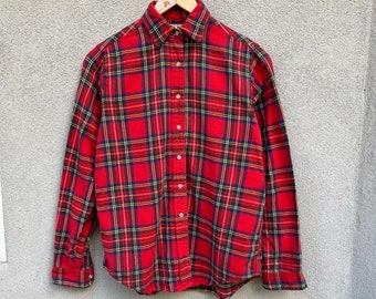 L.L.Bean vintage plaid flannel cotton shirt