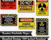 Zombie Warning Signs Zombie 300 6 Containment DPI Piece Zombie Printable Area Outbreak - Etsy Download Digital Apocalypse PDF Hunters