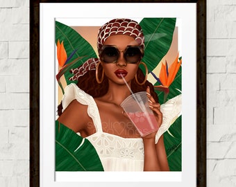Fashion illustration - Fashion art print - Luxe in Paradise -  Summer Vibes