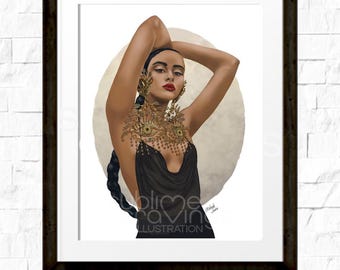 Fashion illustration - Fashion art print - Center of My Universe - Retro Futuristic
