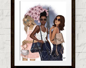Fashion illustration - Fashion art print - Paris- Girl