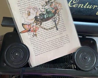 FREE SHIPPING: Altered book page, upcycled book page, book page art, F. Scott Fitzgerald, book lover gift, bookish item, book print to frame