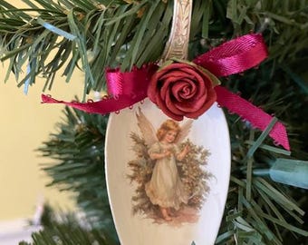 FREE SHIPPING: Vintage Old Silver Spoon Ornaments, Keepsakes, Christmas Gifts, Handmade Decor, Upcycled, Reimagined, Holiday Decorations
