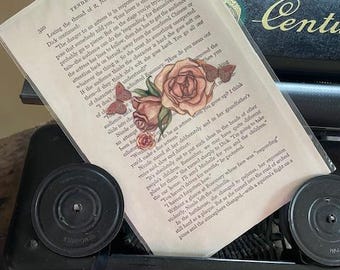 FREE SHIPPING: Altered book page, upcycled book page, book page art, F. Scott Fitzgerald, book lover gift, bookish item, book print to frame