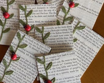 FREE SHIPPING: Handmade Mini Notecards, Literary notes, blank mini notes, bookish notes, ladybug gift,   thank you, birthday, shower cards