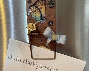 FREE SHIPPING: Clever Mousetrap Memo Holders, photo holders, altered mousetrap magnet